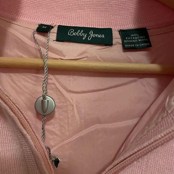 NEW BOBBY JONES golf merino wool 3/4 zip pullover medium pink - Picture 4 of 4